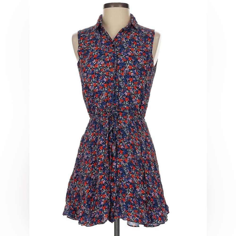 Parker Sleeveless Floral Dress Silk Blend Button Front Spring Summer Sundress